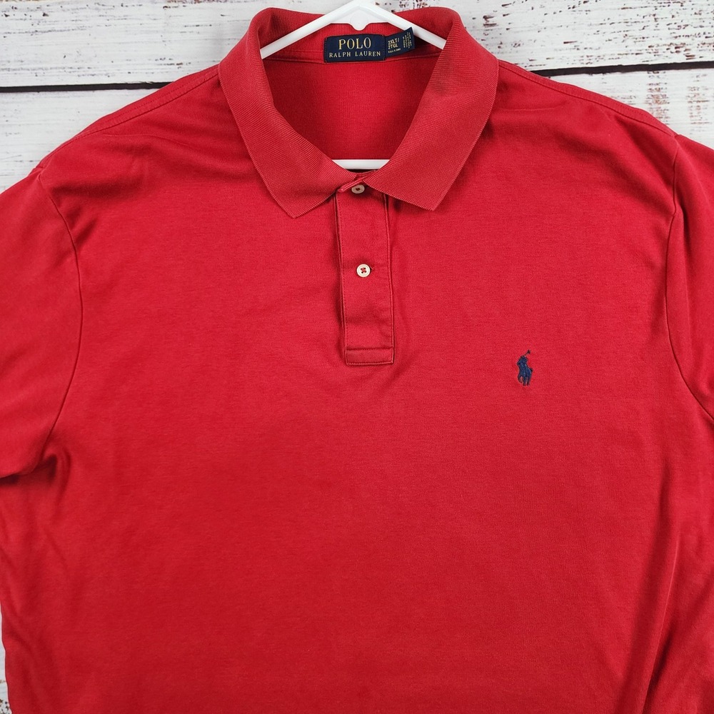 Polo Ralph Lauren Shirt Mens 2XLT Big & Tall Red Short Sleeve Polo